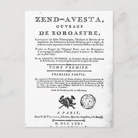 Frontispiece einer Ausgabe des 'Zend Postkarte (Vorderseite)