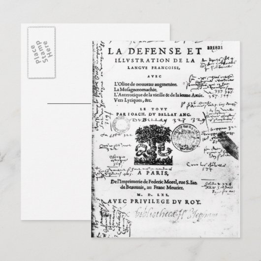Frontispiece of 'La Defense et Illustration Postkarte (Vorne/Hinten)
