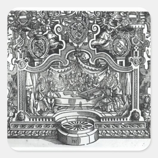 Frontispiece of 'Messes' von Roland de Lassus Quadratischer Aufkleber (Vorderseite)