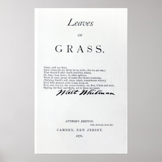 Frontispiece to 'Blätter des Grases' Poster (Vorne)