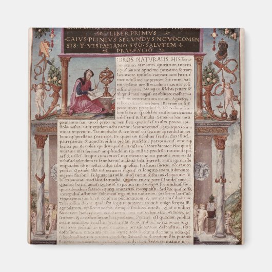 Frontispiece to Book I zeigt eine Seite Text Magnet (Vorne)