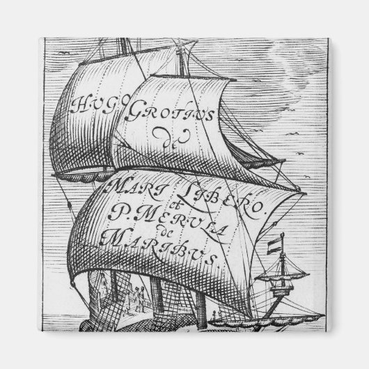 Frontispiece to 'De mari libero', by Hugo Grotius Magnet (Vorne)