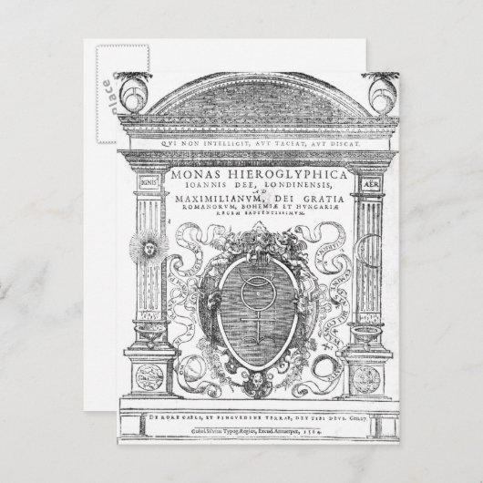 Frontispiece von "Monas Hieroglyphica" Postkarte (Vorne/Hinten)