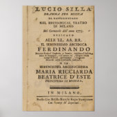 Frontispiece von Mozarts "Lucio Silla" Poster (Vorne)
