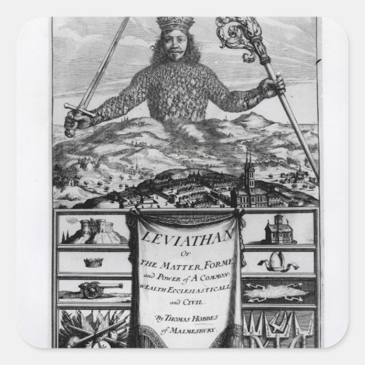 Frontispiece von Thomas Hobbes von Malmesbury Quadratischer Aufkleber (Vorderseite)