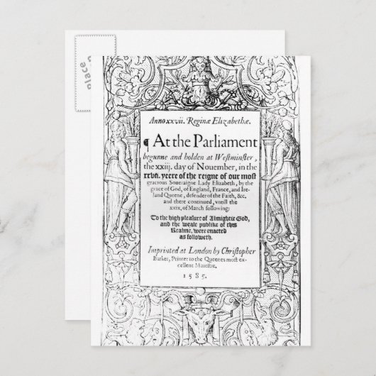 Frontispiece zum Bericht des Parlaments Postkarte (Vorne/Hinten)