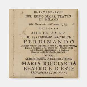 Frontispiz von Mozart 'Lucio Silla Magnet