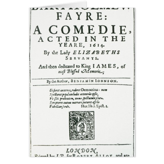 Frontispiz zu 'Bartholomew Fair (Vorne)
