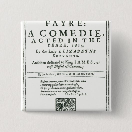 Frontispiz zu 'Bartholomew Fair Button (Vorderseite)
