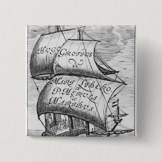 Frontispiz zu "De Mari Libero", durch Hugo Grotius Button (Vorderseite)