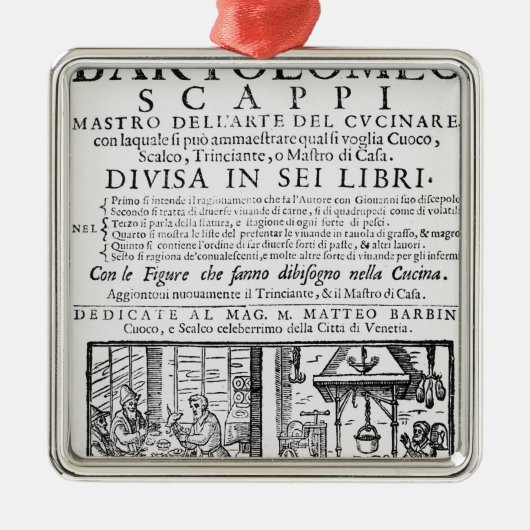 Frontispiz, zum des Buches von Bartolomeo Scappi Silbernes Ornament (Vorne)