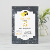 Frontladerbauwagen Geburtstag Einladung (Stehend Vorderseite)