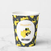 Frontladerbauwagen Geburtstag Pappbecher (Rückseite)