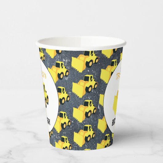 Frontladerbauwagen Geburtstag Pappbecher (Links)