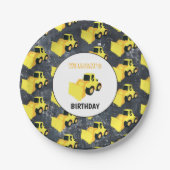 Frontladerbauwagen Geburtstag Pappteller (Vorderseite)