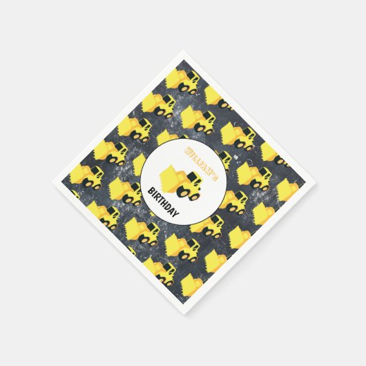 Frontladerbauwagen Geburtstag Serviette (Ecke)
