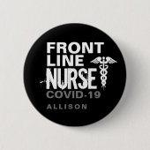 Frontline Nurse Typography Covid 19 Personalized Button (Vorderseite)