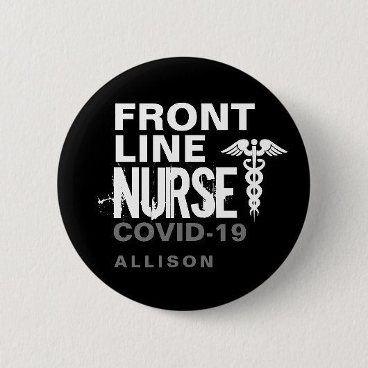 Frontline Nurse Typography Covid 19 Personalized Button (Vorderseite)