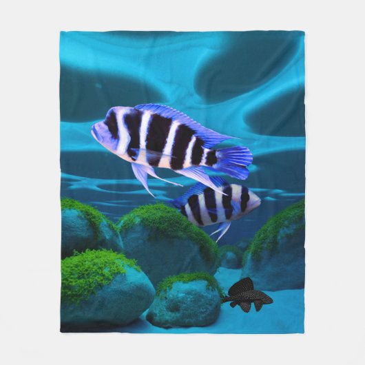 Frontosa Cichlid Plecostomus Aquarium Fisch Fleecedecke (Vorderseite)