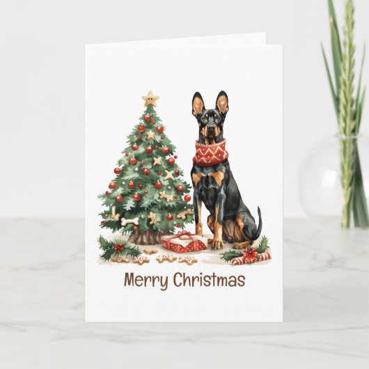 Frory Christmas Dobermann Hunde Feiertagskarte (Vorderseite)