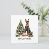 Frory Christmas Dobermann Hunde Feiertagskarte (Stehend Vorderseite)