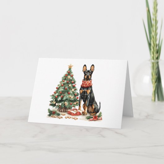 Frory Christmas Dobermann Hunde Feiertagskarte (Vorderseite)