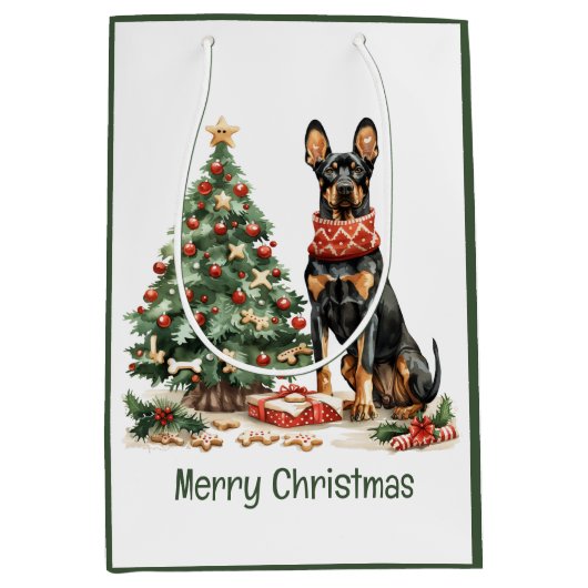 Frory Christmas Dobermann Hunde Mittlere Geschenktüte (Vorderseite)