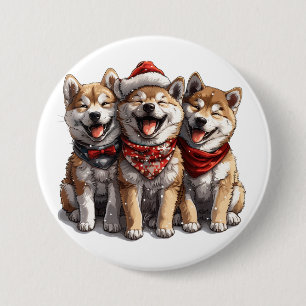 Frory Christmas Shiba Inu Hunde Button