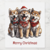 Frory Christmas Shiba Inu Santa Dogs Weinetikett (Einzelnes Label)