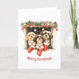 Frory Christmas Shih Tzu Dogs Feiertagskarte