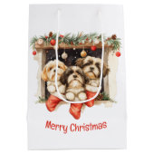 Frory Christmas Shih Tzu Dogs Mittlere Geschenktüte (Rückseite)