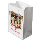 Frory Christmas Shih Tzu Dogs Mittlere Geschenktüte (Rückseite Schrägansicht)