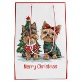 Frory Christmas Yorkie Dogs Mittlere Geschenktüte (Rückseite)