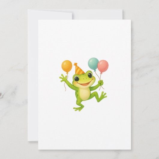 Frosch 1. Geburtstag Niedlich Trendy Einladung (Rückseite)