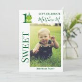 Frosch 1. Geburtstag Party Einladung (Stehend Vorderseite)