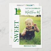 Frosch 1. Geburtstag Party Einladung (Vorne/Hinten)