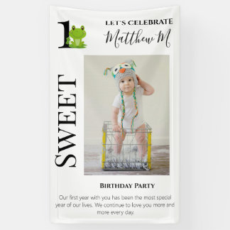 Frosch 1. Geburtstag Party Einladung Banner