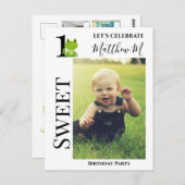 Frosch 1. Geburtstag Party Einladung Postkarte (Vorne/Hinten)