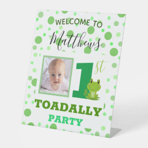 Frosch 1. Geburtstag Party Foto Pedestal Zeichen Sockelschild