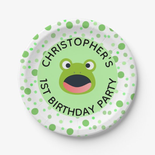 Frosch 1. Geburtstag Party für Kinder Pappteller (Vorderseite)