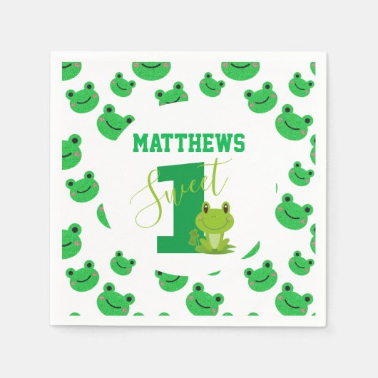 Frosch 1. Geburtstag Party Serviette (Vorderseite)