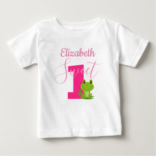 Frosch 1. Geburtstag Party Sweet One Baby Name Baby T-shirt