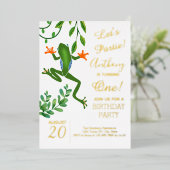 Frosch 1. Geburtstag Party verwandelt ein Foto Folieneinladung (Stehend vorne)