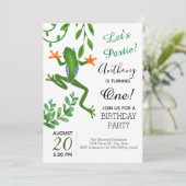 Frosch 1. Geburtstag Party verwandelt sich Einladung (Stehend Vorderseite)