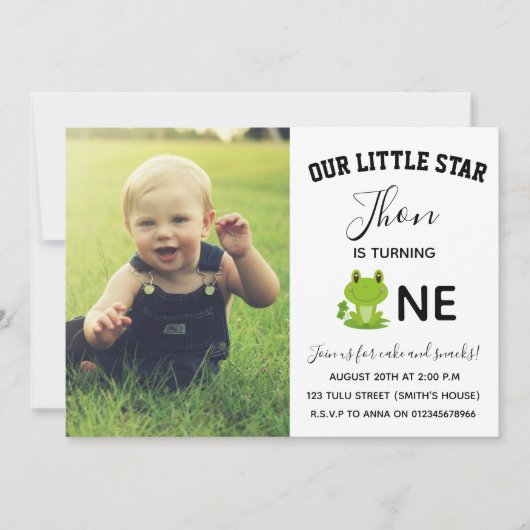 Frosch 1 Jahr Geburtstag Einladung (Vorderseite)