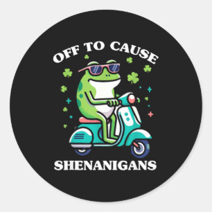 Frosch ab, um St. Patrick's Day Unfug lustig zu ma Runder Aufkleber