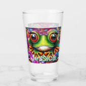Frosch Abstrakte Blütenfrösche Personalisiert Glas (Rückseite)