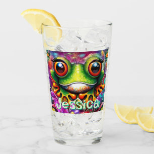 Frosch Abstrakte Blütenfrösche Personalisiert Glas