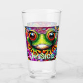 Frosch Abstrakte Blütenfrösche Personalisiert Glas (Vorderseite)