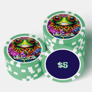 Frosch Abstrakte Blütenfrösche Personalisiert Pokerchips